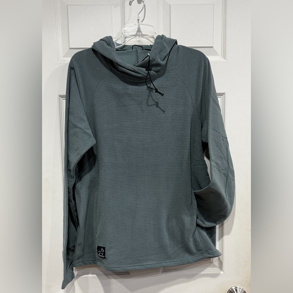 Skygoat Men's Medium CAMP Hoodie Microgrid Fleece NWT Sage Green Pockets